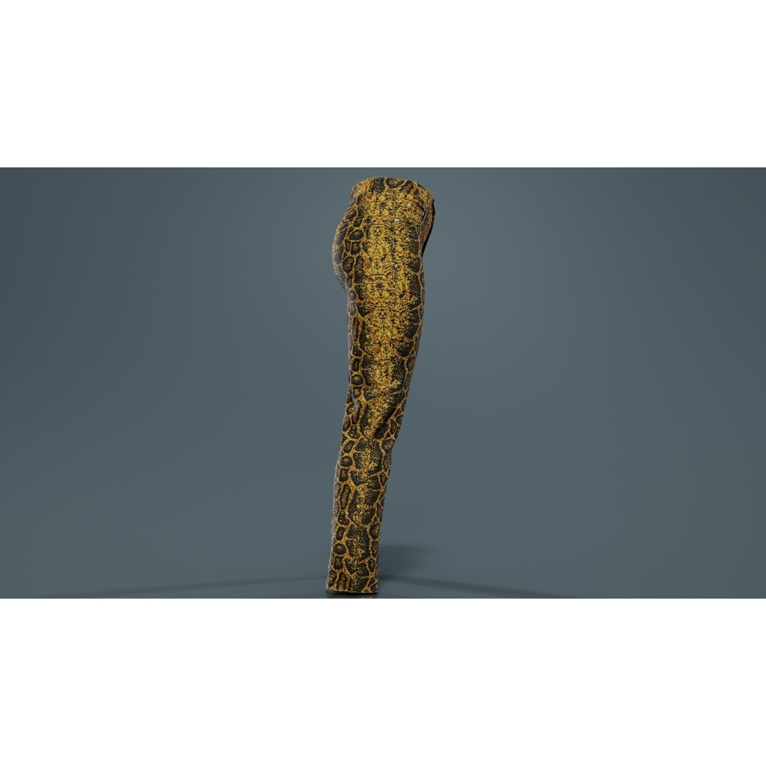 Snake Pattern Trousers 3D Model – Low Poly Game-Ready Asset, FBX & Blender - View 8