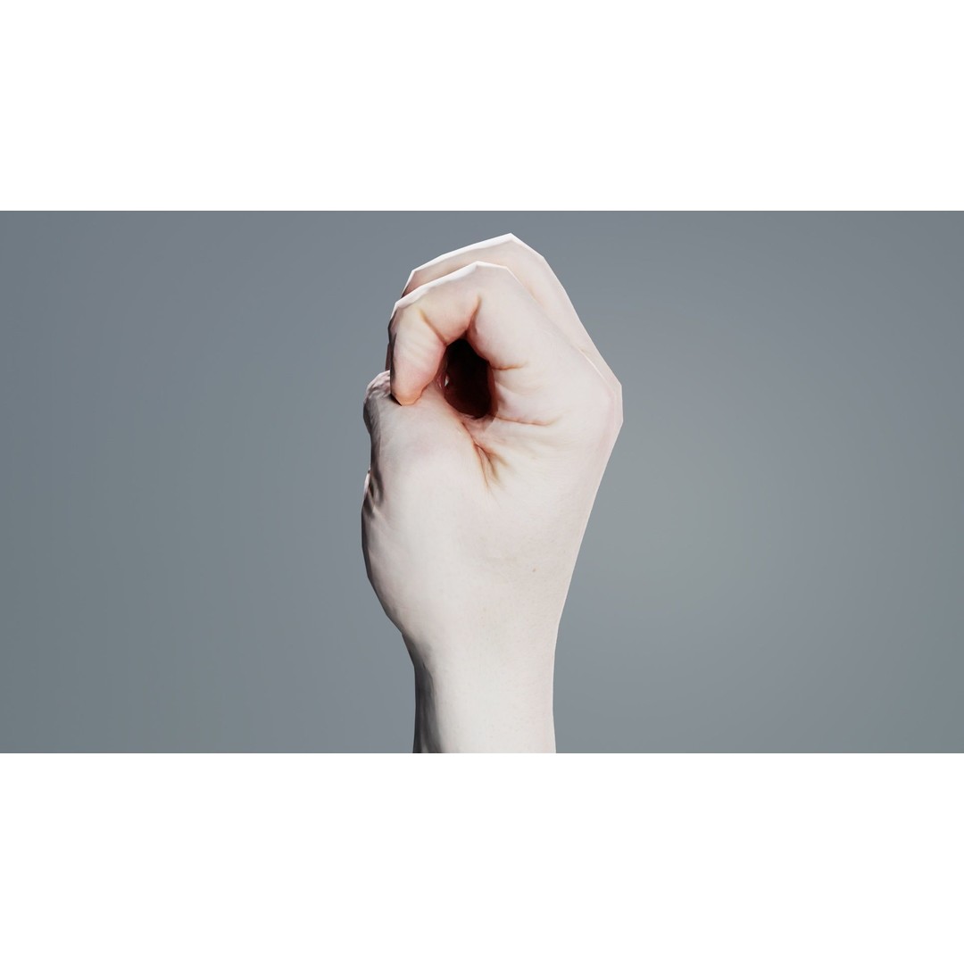 Male Hand 3D Model – Low Poly Finger Alphabet E for Games and Animation - View 10