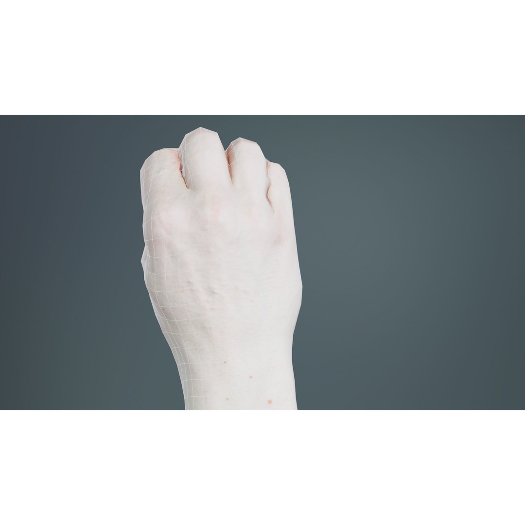 Male Hand 3D Model – Low Poly Finger Alphabet E for Games and Animation - View 12