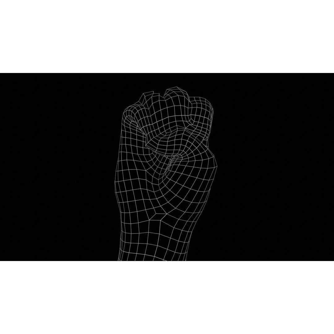 Male Hand 3D Model – Low Poly Finger Alphabet E for Games and Animation - View 13