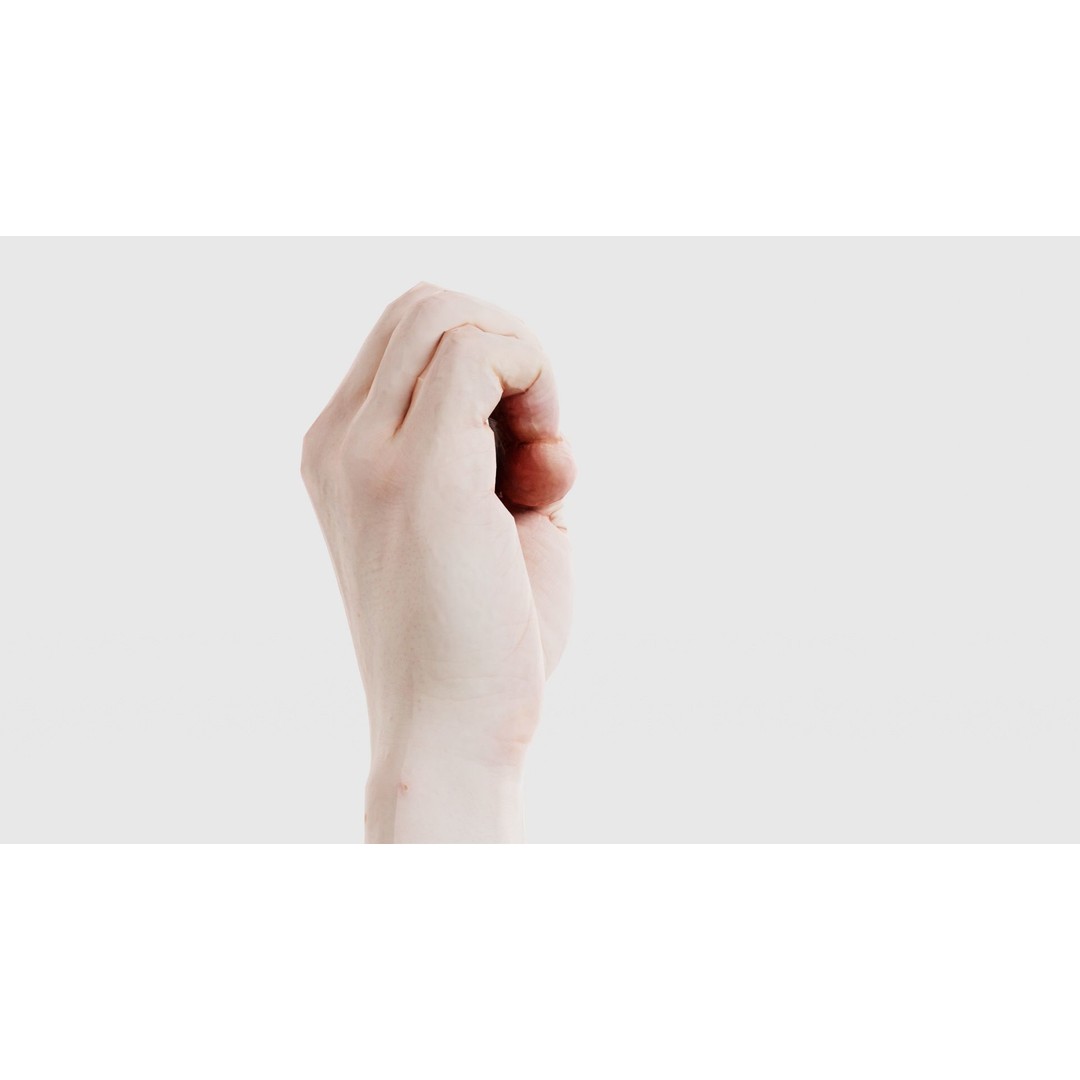 Male Hand 3D Model – Low Poly Finger Alphabet E for Games and Animation - View 20