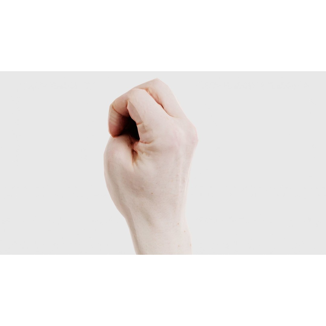 Male Hand 3D Model – Low Poly Finger Alphabet E for Games and Animation - View 25