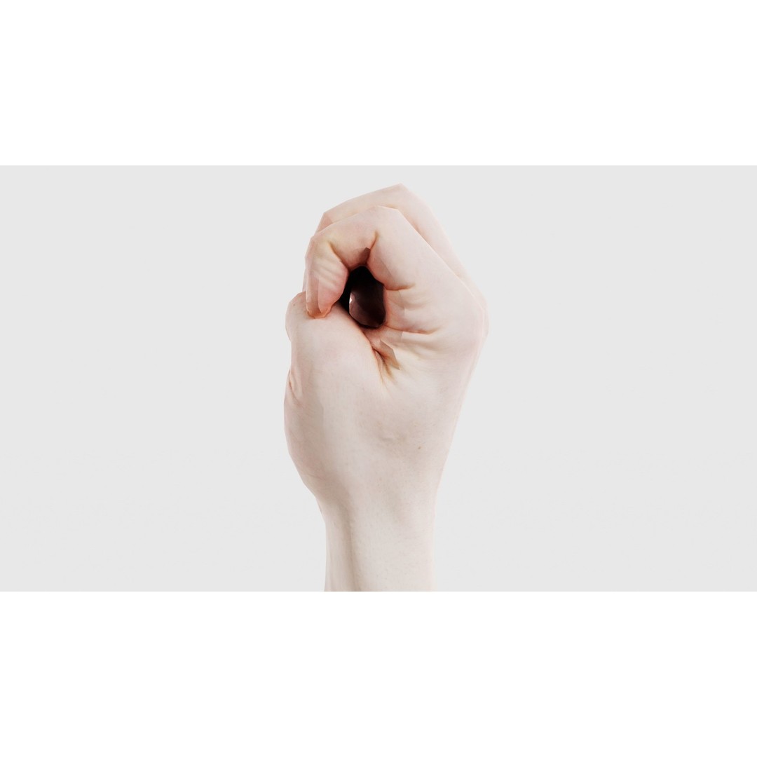 Male Hand 3D Model – Low Poly Finger Alphabet E for Games and Animation - View 26