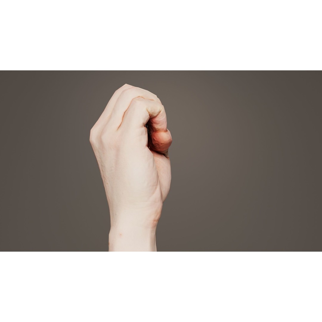 Male Hand 3D Model – Low Poly Finger Alphabet E for Games and Animation - View 3