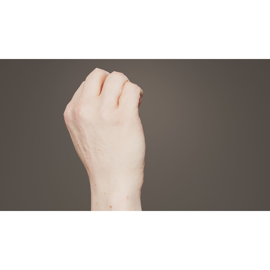 Male Hand 3D Model – Low Poly Finger Alphabet E for Games and Animation - View 5