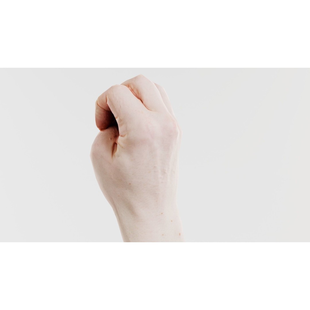 Male Hand 3D Model – Low Poly Finger Alphabet E for Games and Animation - View 6