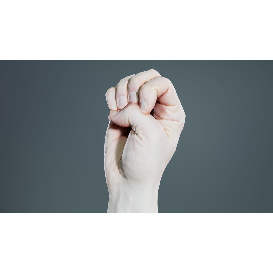 Male Hand 3D Model – Low Poly Finger Alphabet E for Games and Animation - View 7