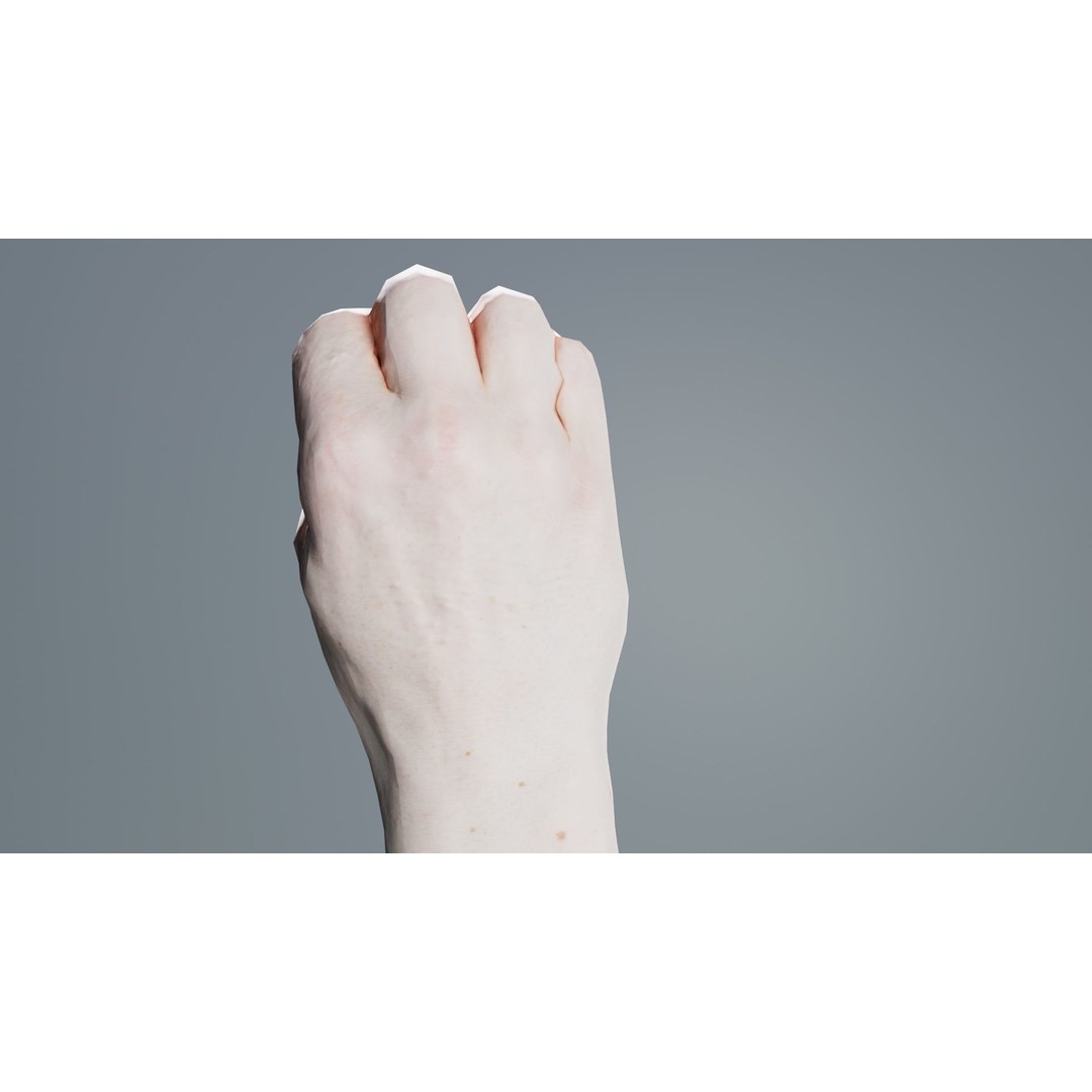 Male Hand 3D Model – Low Poly Finger Alphabet E for Games and Animation - View 8