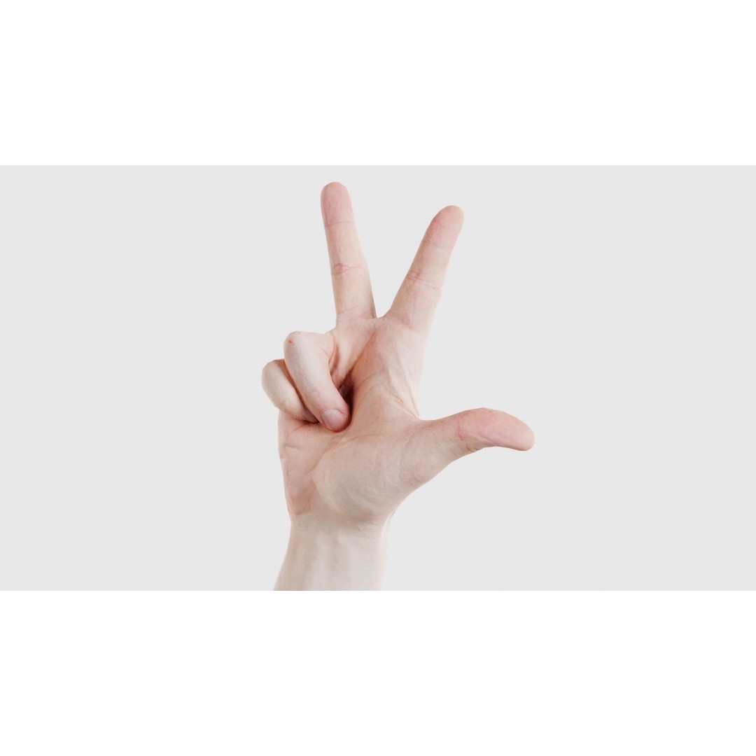 Male Hand Peace Sign 3D Model – Low Poly Game Asset, FBX, Blender