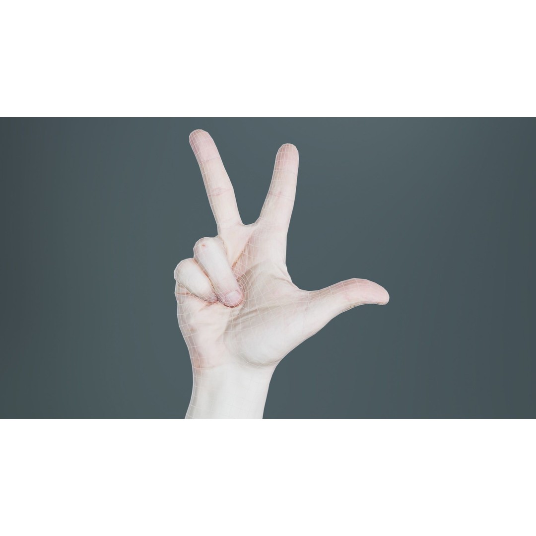 Male Hand Peace Sign 3D Model – Low Poly Game Asset, FBX, Blender - View 11
