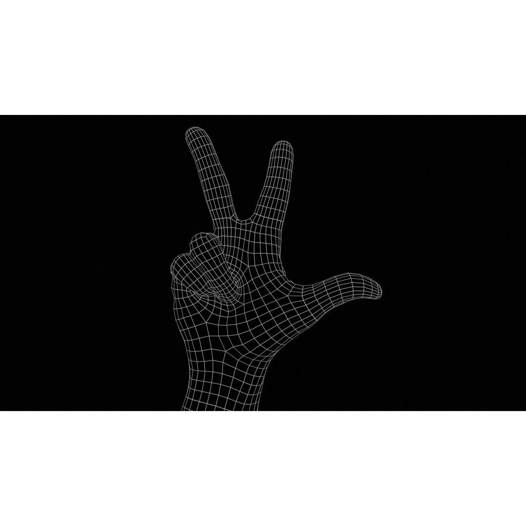 Male Hand Peace Sign 3D Model – Low Poly Game Asset, FBX, Blender - View 13