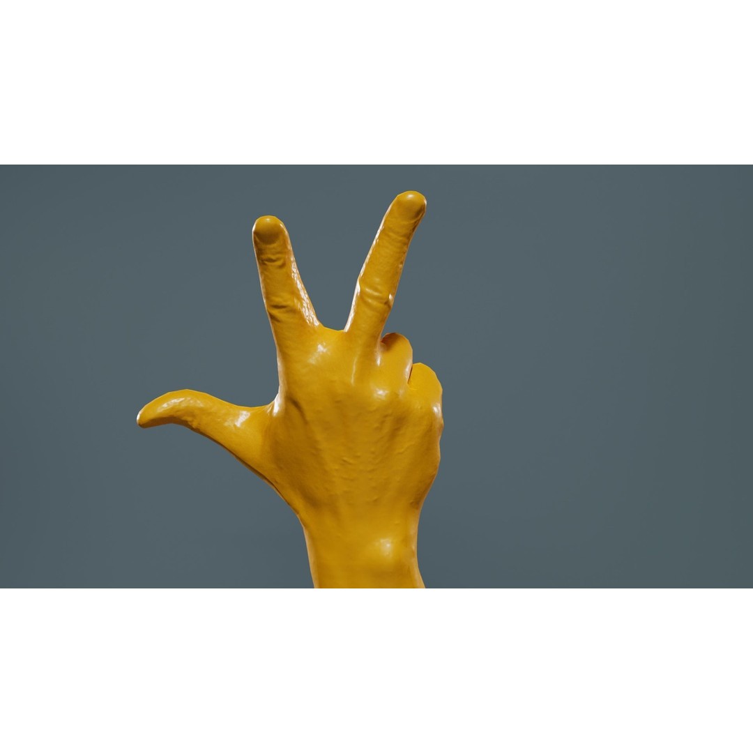 Male Hand Peace Sign 3D Model – Low Poly Game Asset, FBX, Blender - View 15