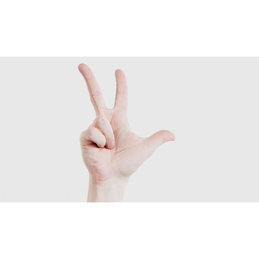 Male Hand Peace Sign 3D Model – Low Poly Game Asset, FBX, Blender - View 18