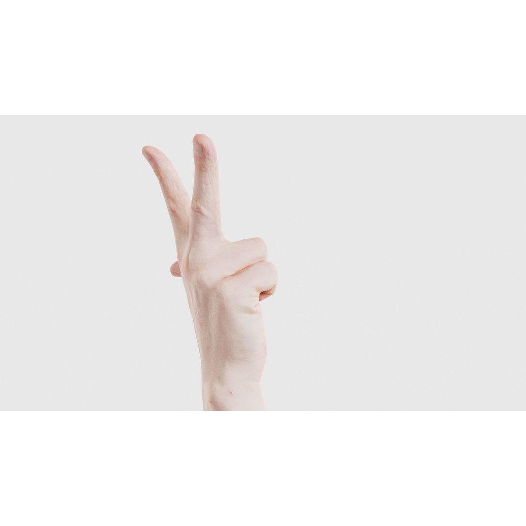 Male Hand Peace Sign 3D Model – Low Poly Game Asset, FBX, Blender - View 21