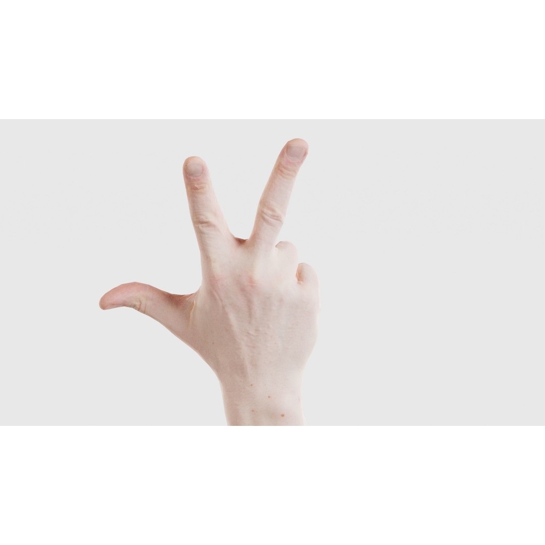 Male Hand Peace Sign 3D Model – Low Poly Game Asset, FBX, Blender - View 23
