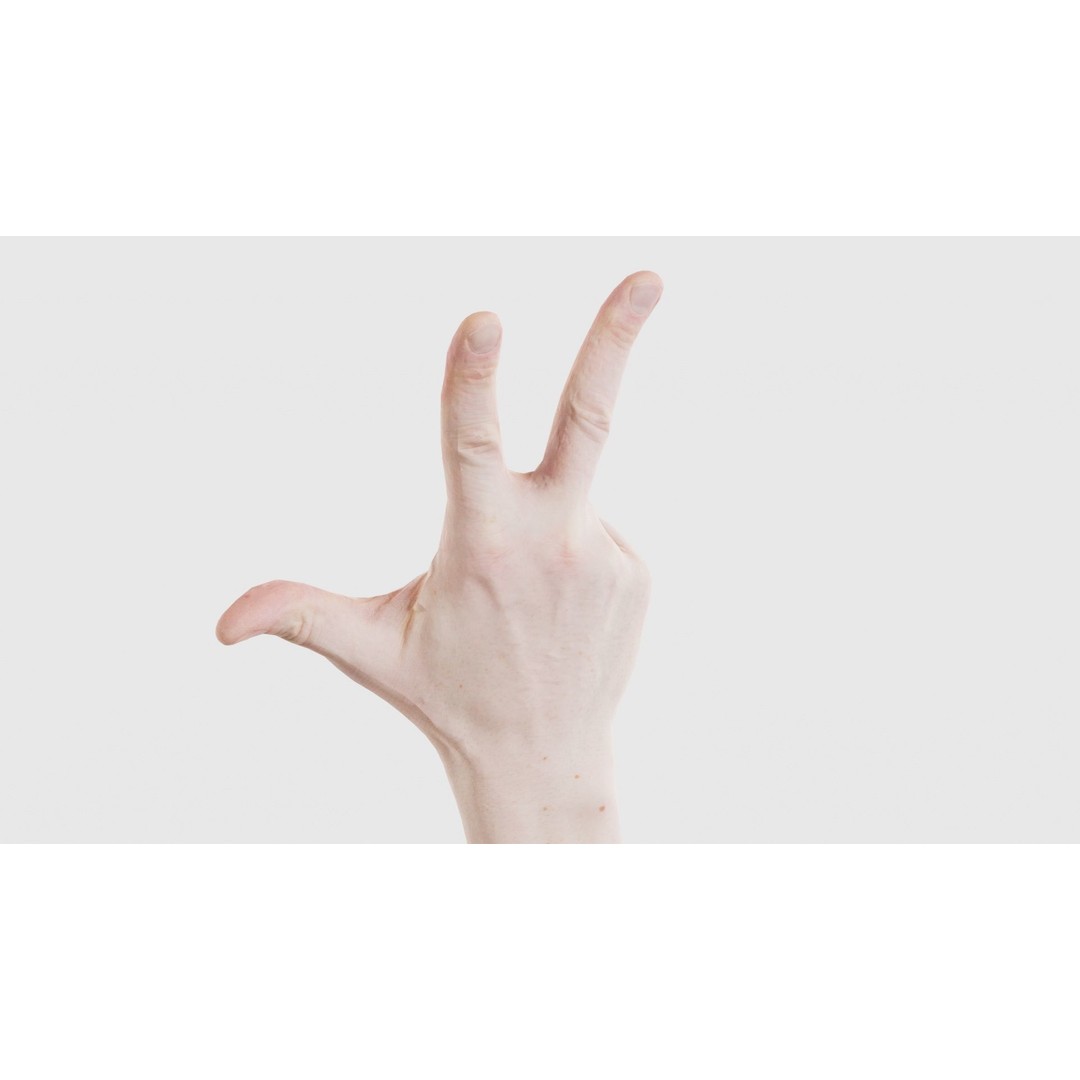 Male Hand Peace Sign 3D Model – Low Poly Game Asset, FBX, Blender - View 24