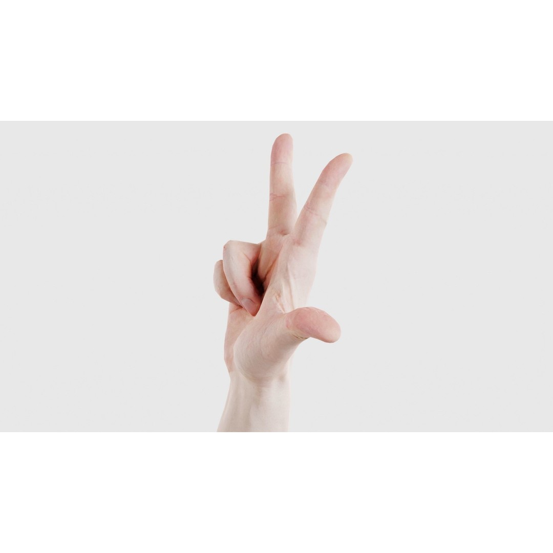 Male Hand Peace Sign 3D Model – Low Poly Game Asset, FBX, Blender - View 27