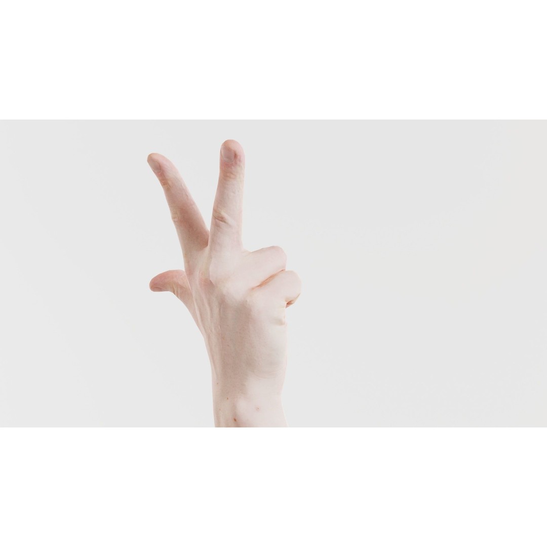 Male Hand Peace Sign 3D Model – Low Poly Game Asset, FBX, Blender - View 4