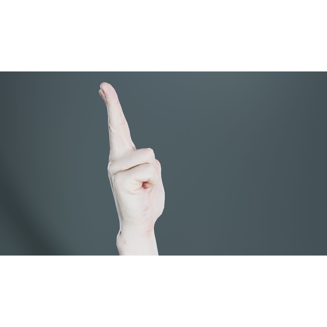 Male Hand Peace Sign 3D Model – Low Poly Game Asset, FBX, Blender - View 5