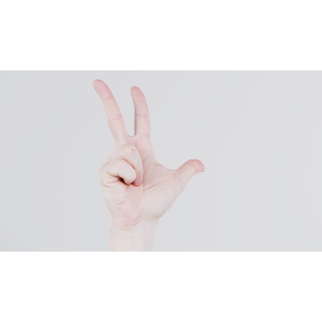 Male Hand Peace Sign 3D Model – Low Poly Game Asset, FBX, Blender - View 6