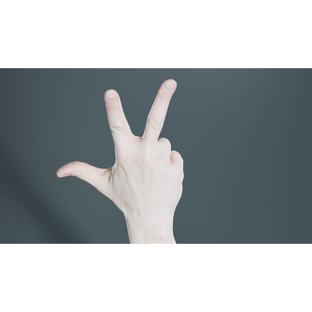 Male Hand Peace Sign 3D Model – Low Poly Game Asset, FBX, Blender - View 8