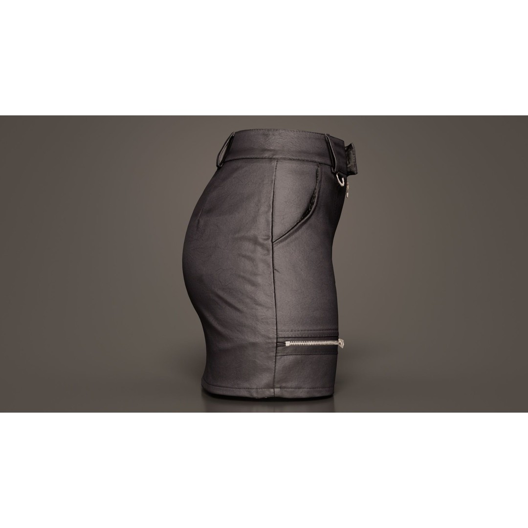 Leather Skirt 3D Model – Low Poly Game Asset, FBX, PBR Textures - View 10
