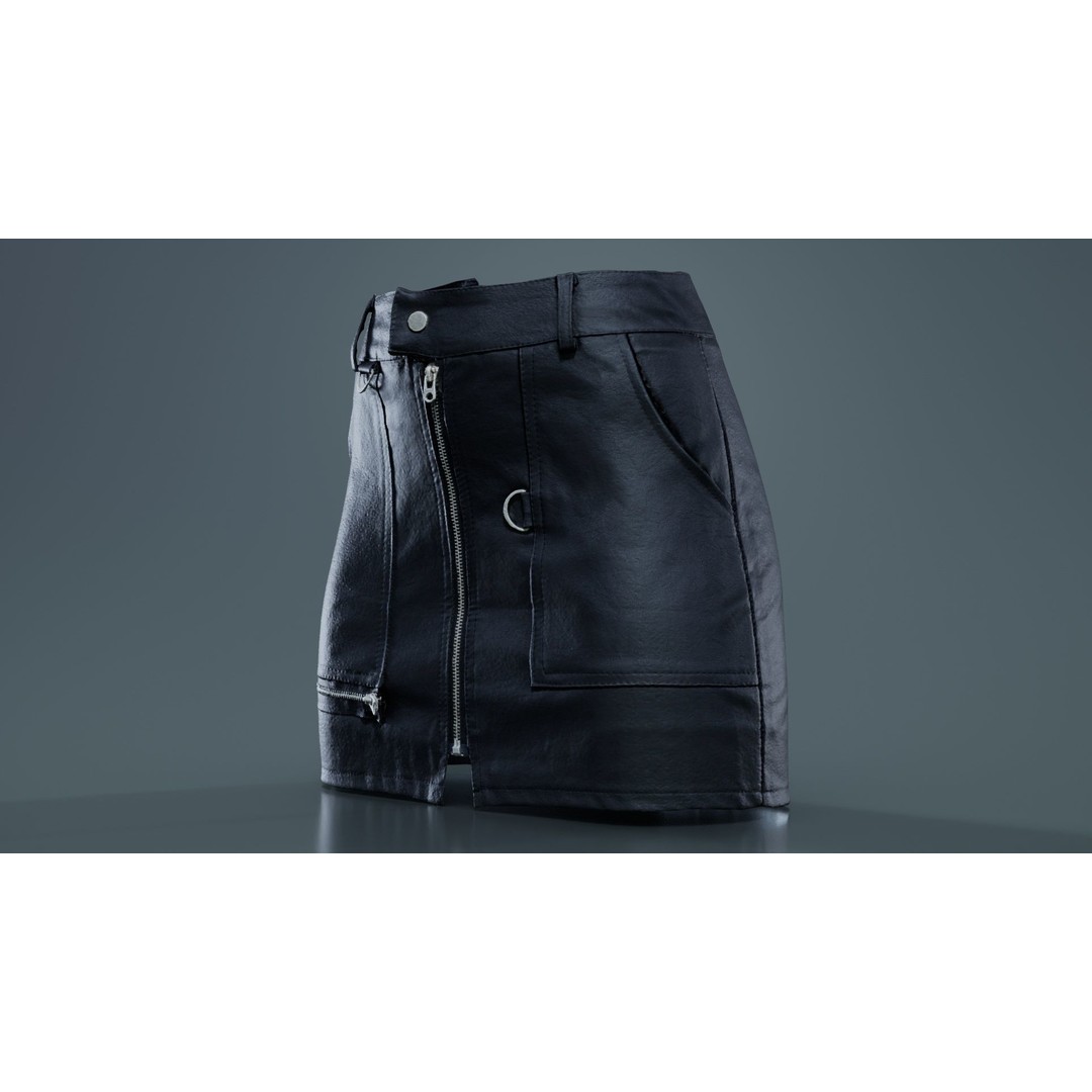 Leather Skirt 3D Model – Low Poly Game Asset, FBX, PBR Textures - View 4