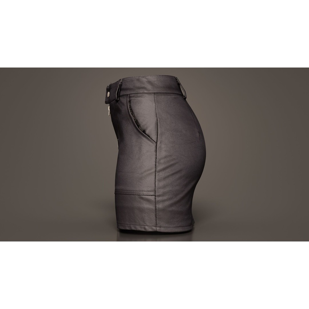 Leather Skirt 3D Model – Low Poly Game Asset, FBX, PBR Textures - View 6