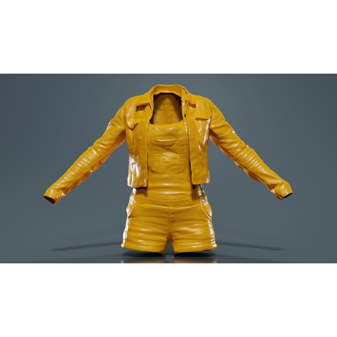 Jeans Ensemble 3D Model – Low Poly Denim Jumpsuit, FBX, OBJ - View 14