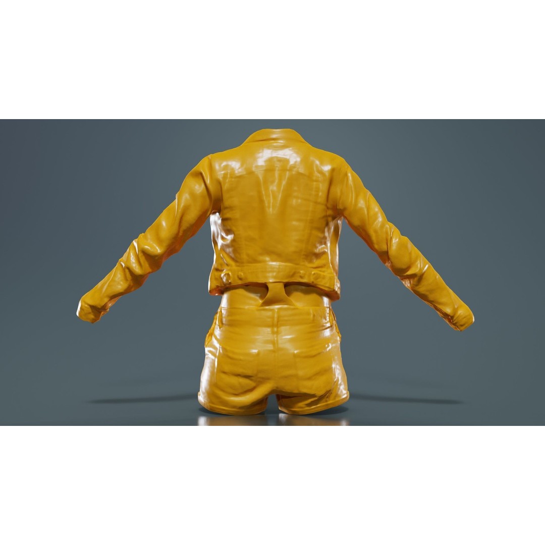 Jeans Ensemble 3D Model – Low Poly Denim Jumpsuit, FBX, OBJ - View 15