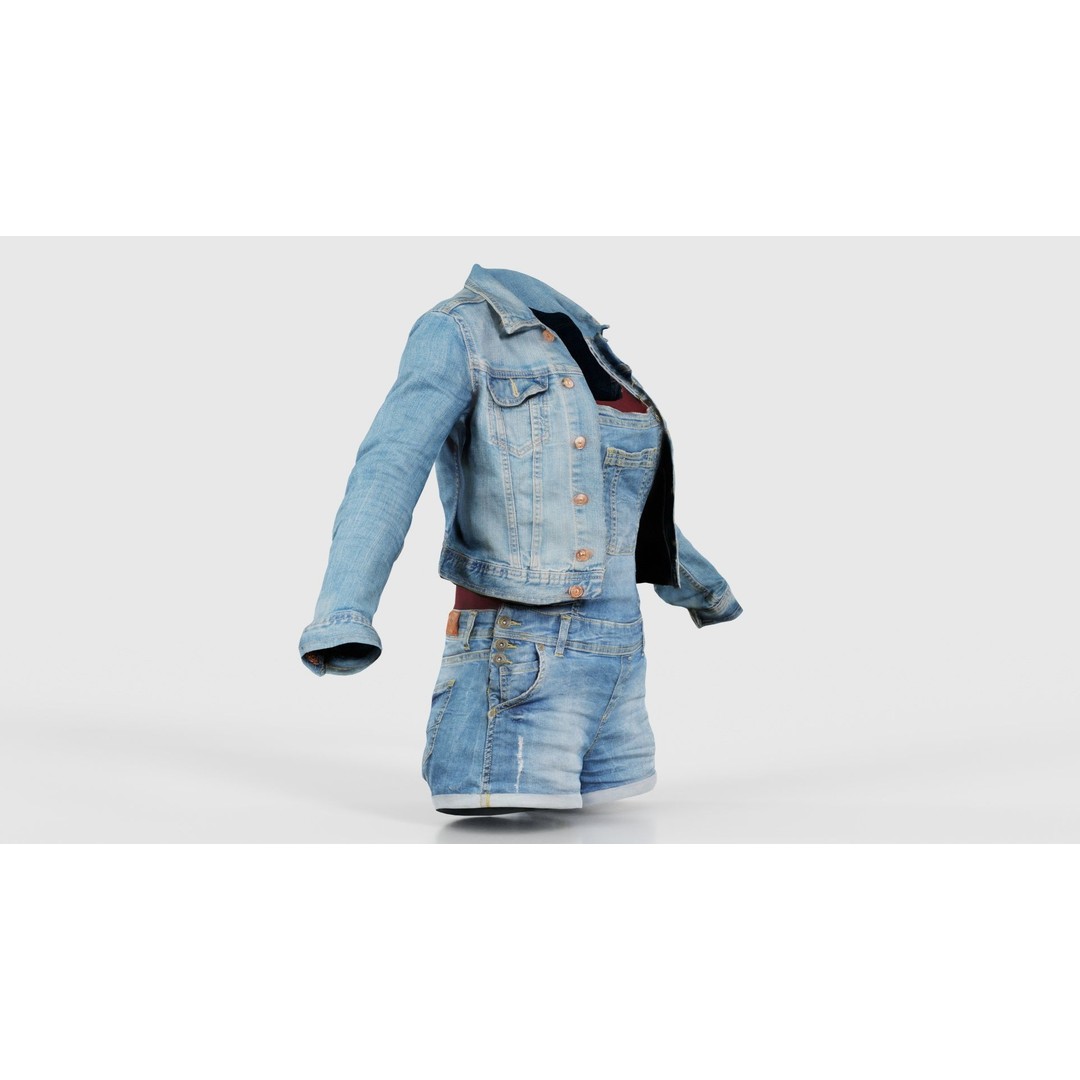 Jeans Ensemble 3D Model – Low Poly Denim Jumpsuit, FBX, OBJ - View 19