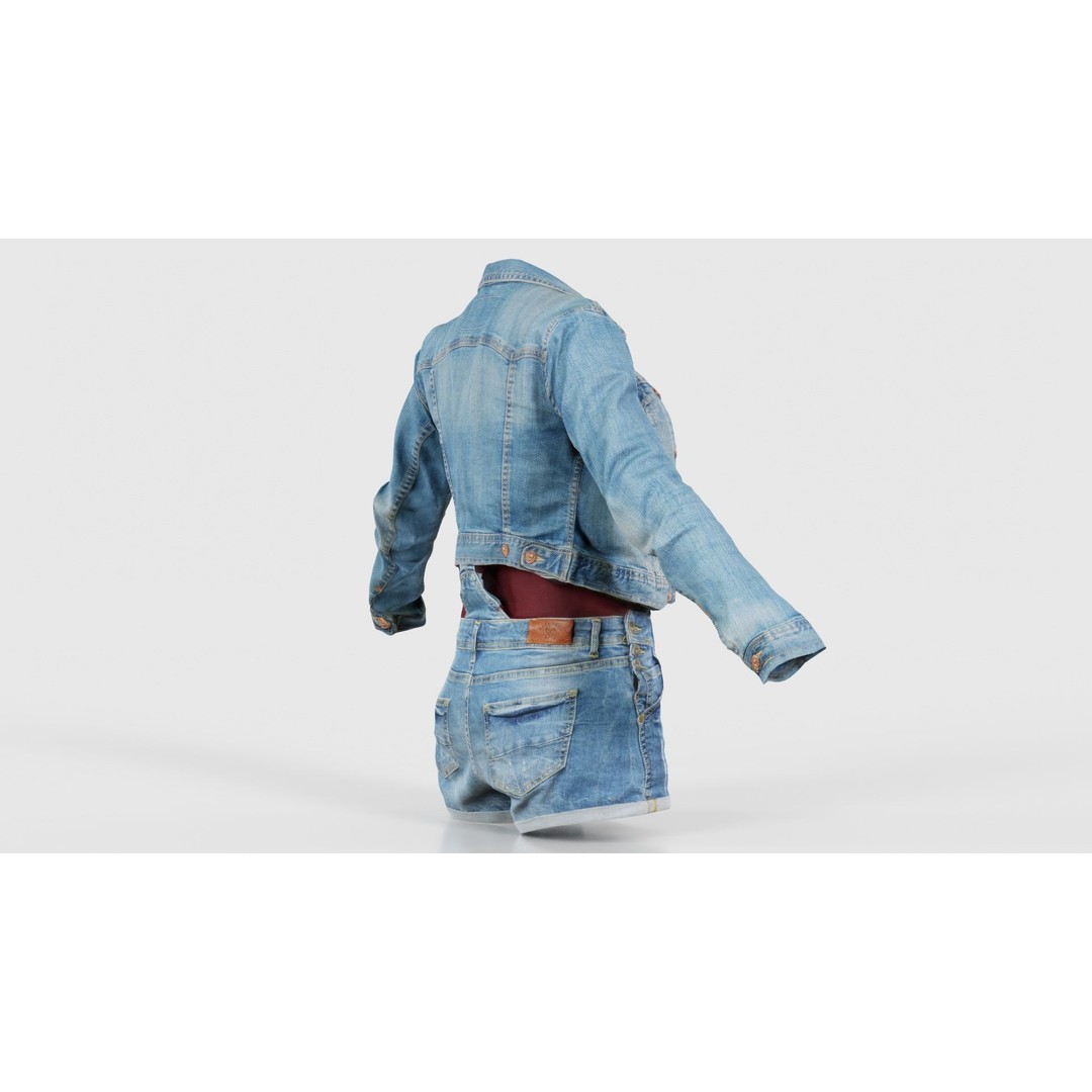 Jeans Ensemble 3D Model – Low Poly Denim Jumpsuit, FBX, OBJ - View 21