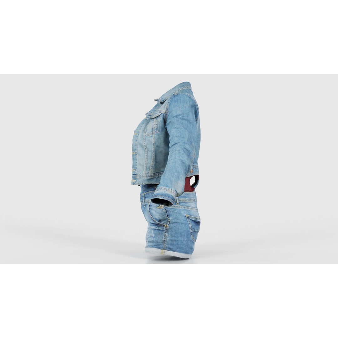 Jeans Ensemble 3D Model – Low Poly Denim Jumpsuit, FBX, OBJ - View 26