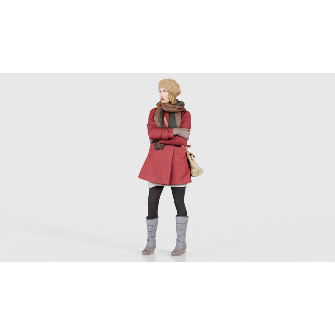 Woman 3D Model – Low Poly Character in Winter Clothes, FBX, Blender