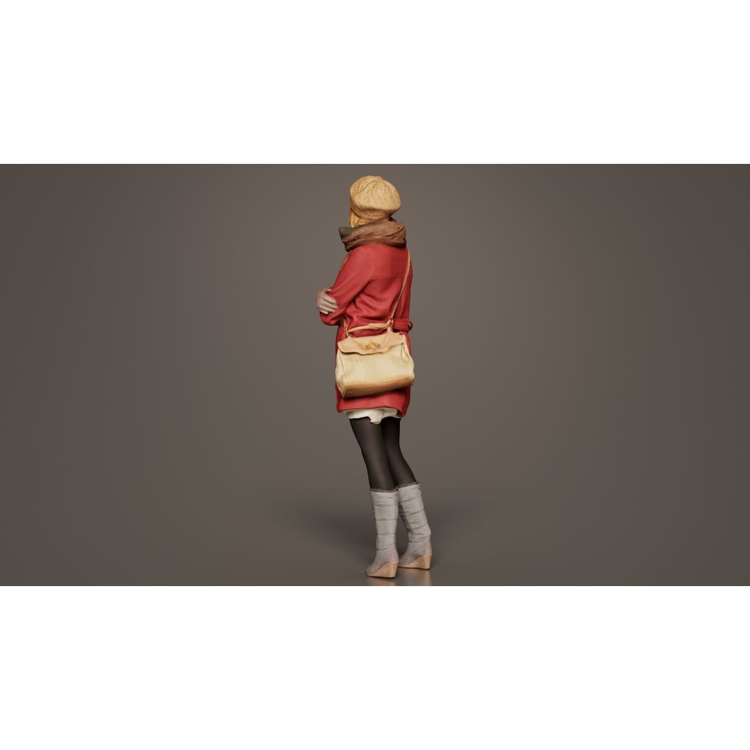 Woman 3D Model – Low Poly Character in Winter Clothes, FBX, Blender - View 10