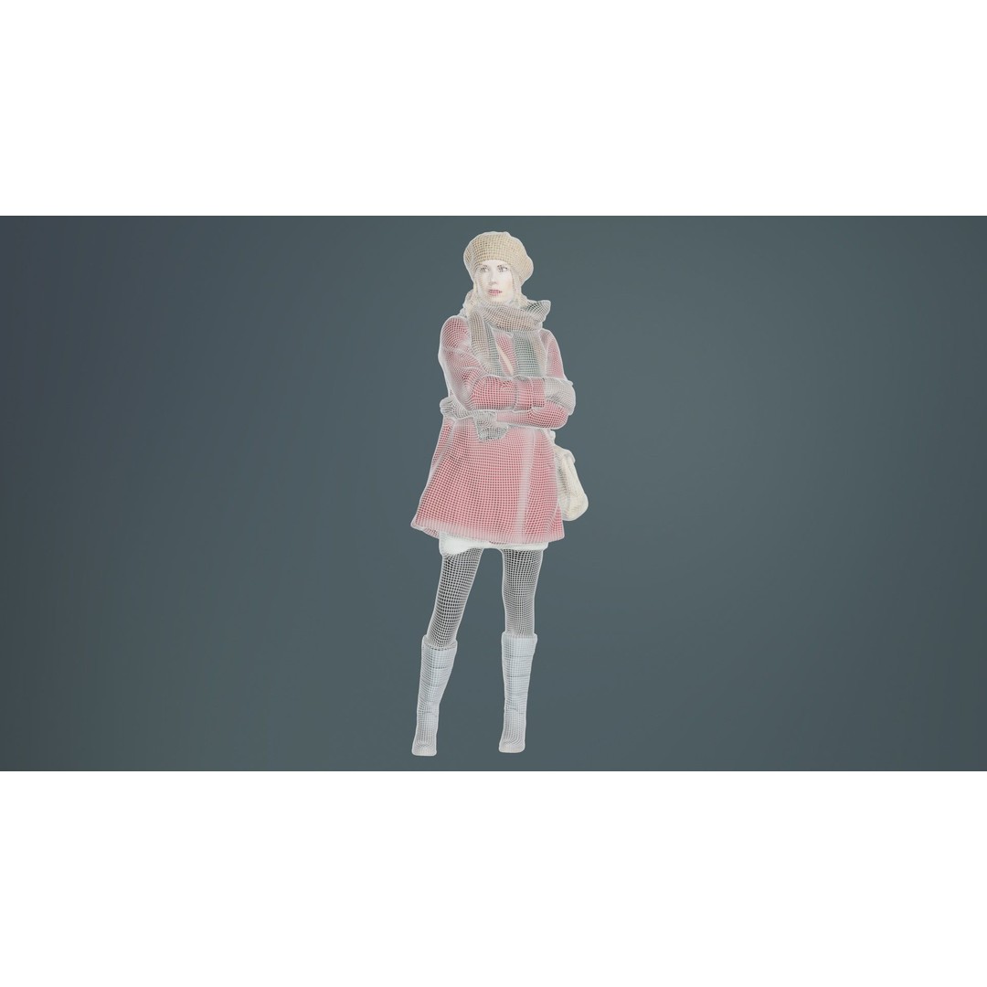 Woman 3D Model – Low Poly Character in Winter Clothes, FBX, Blender - View 11