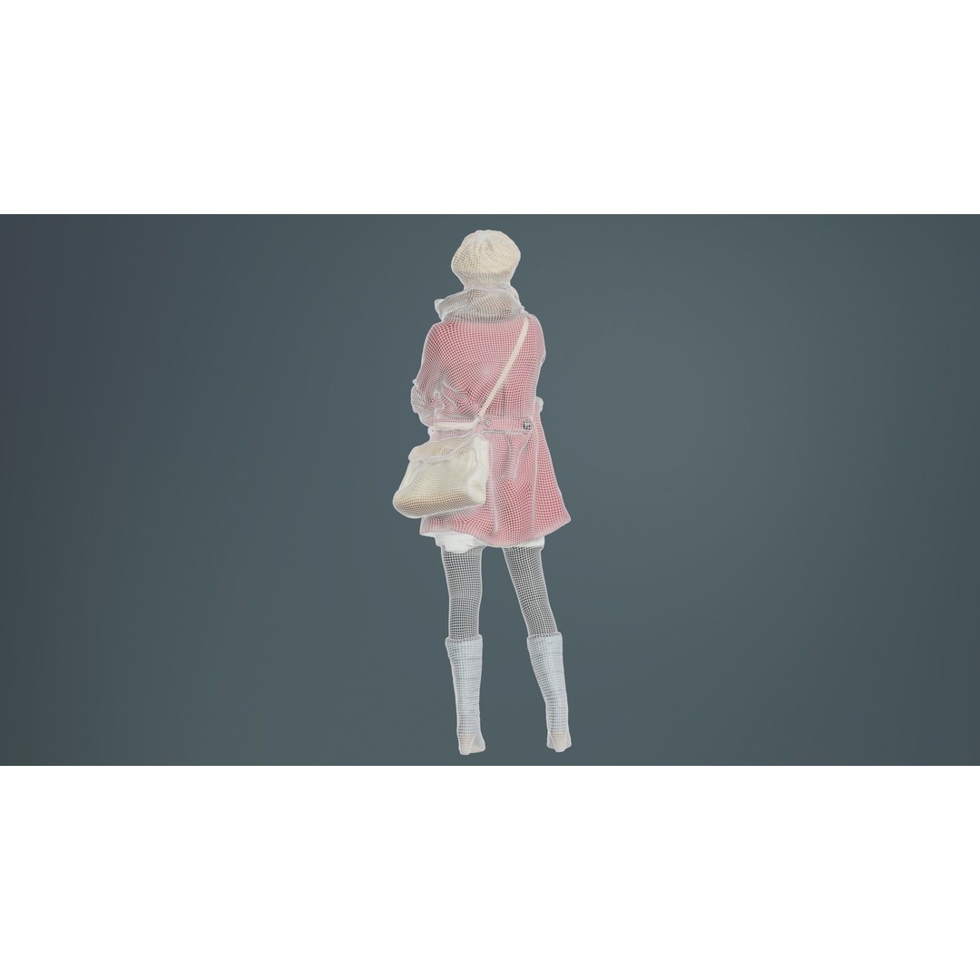 Woman 3D Model – Low Poly Character in Winter Clothes, FBX, Blender - View 12