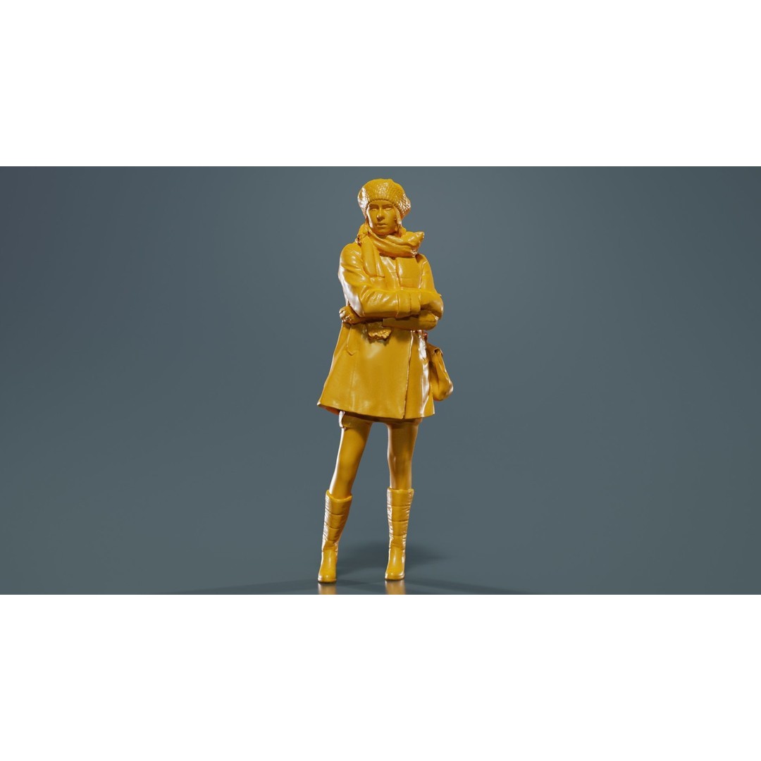 Woman 3D Model – Low Poly Character in Winter Clothes, FBX, Blender - View 14