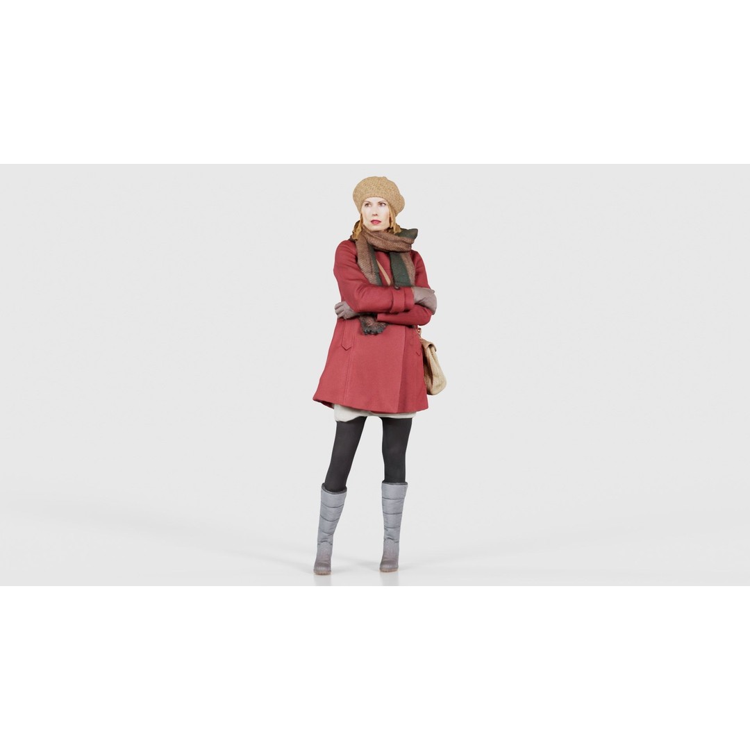 Woman 3D Model – Low Poly Character in Winter Clothes, FBX, Blender - View 17