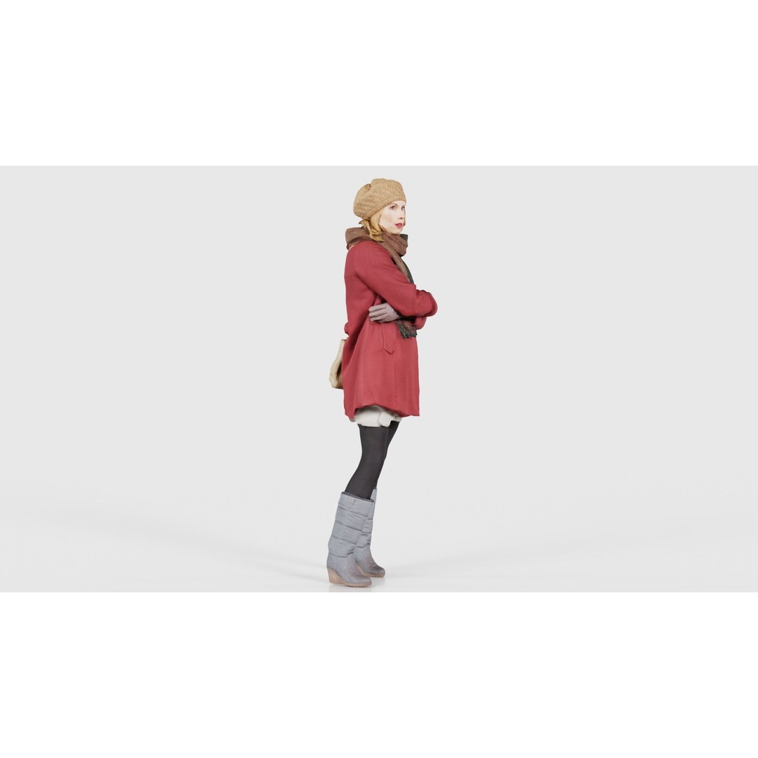Woman 3D Model – Low Poly Character in Winter Clothes, FBX, Blender - View 19