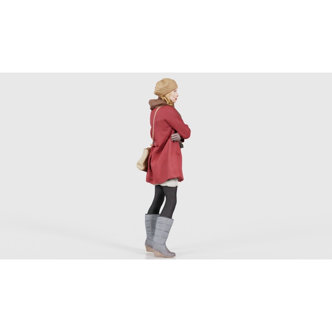 Woman 3D Model – Low Poly Character in Winter Clothes, FBX, Blender - View 20