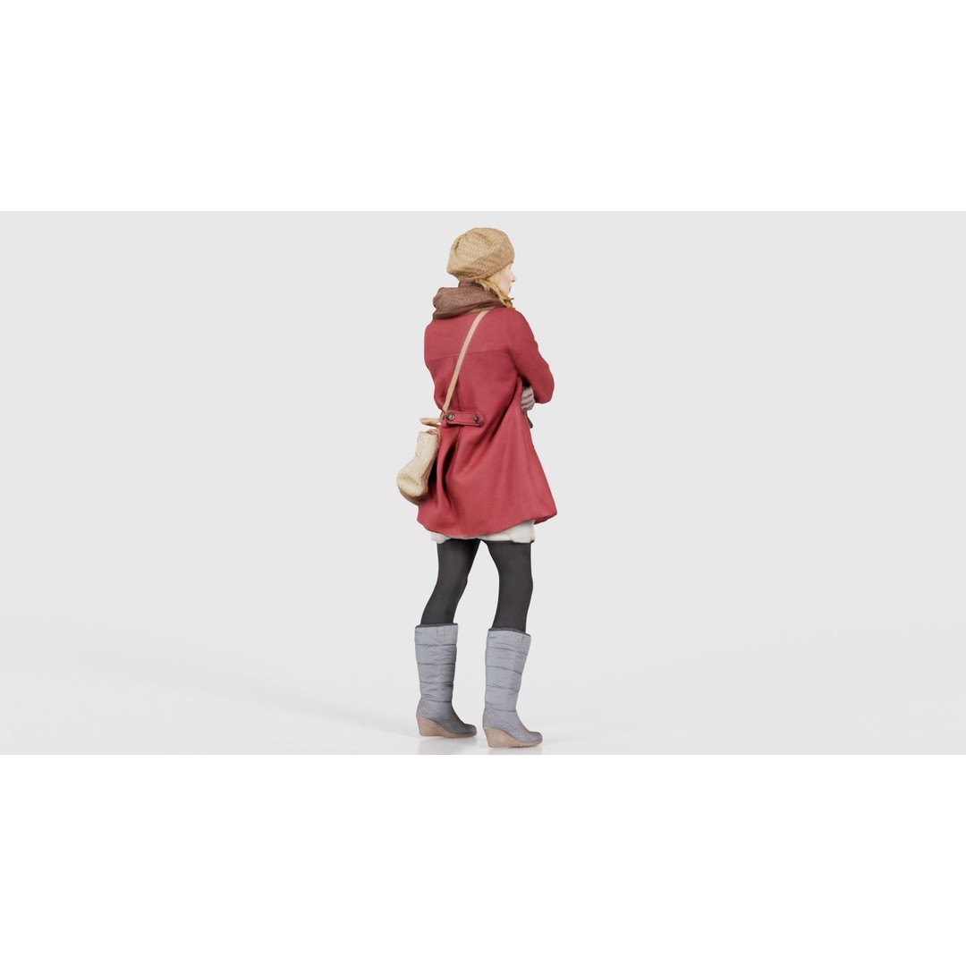 Woman 3D Model – Low Poly Character in Winter Clothes, FBX, Blender - View 21