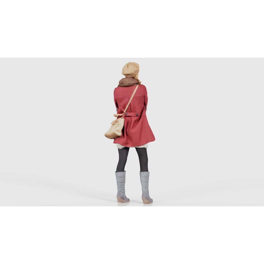 Woman 3D Model – Low Poly Character in Winter Clothes, FBX, Blender - View 22