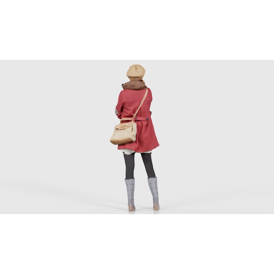 Woman 3D Model – Low Poly Character in Winter Clothes, FBX, Blender - View 23