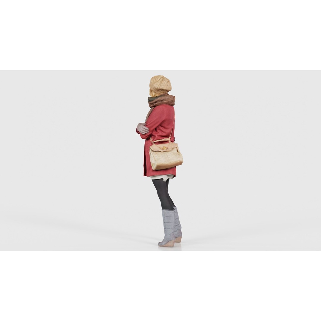 Woman 3D Model – Low Poly Character in Winter Clothes, FBX, Blender - View 25
