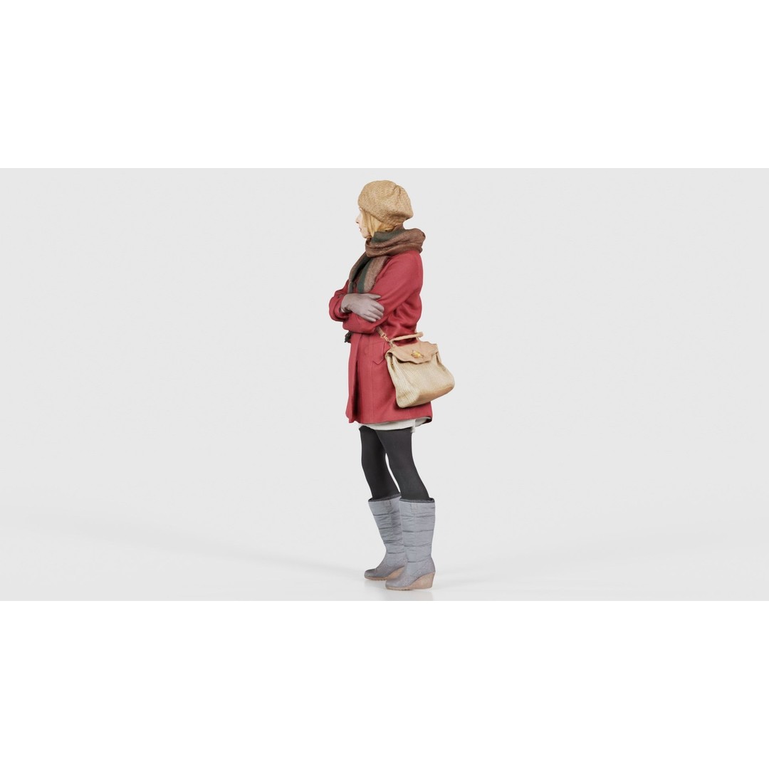 Woman 3D Model – Low Poly Character in Winter Clothes, FBX, Blender - View 26