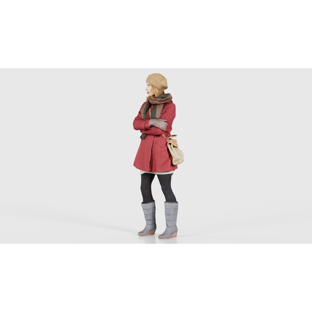 Woman 3D Model – Low Poly Character in Winter Clothes, FBX, Blender - View 27