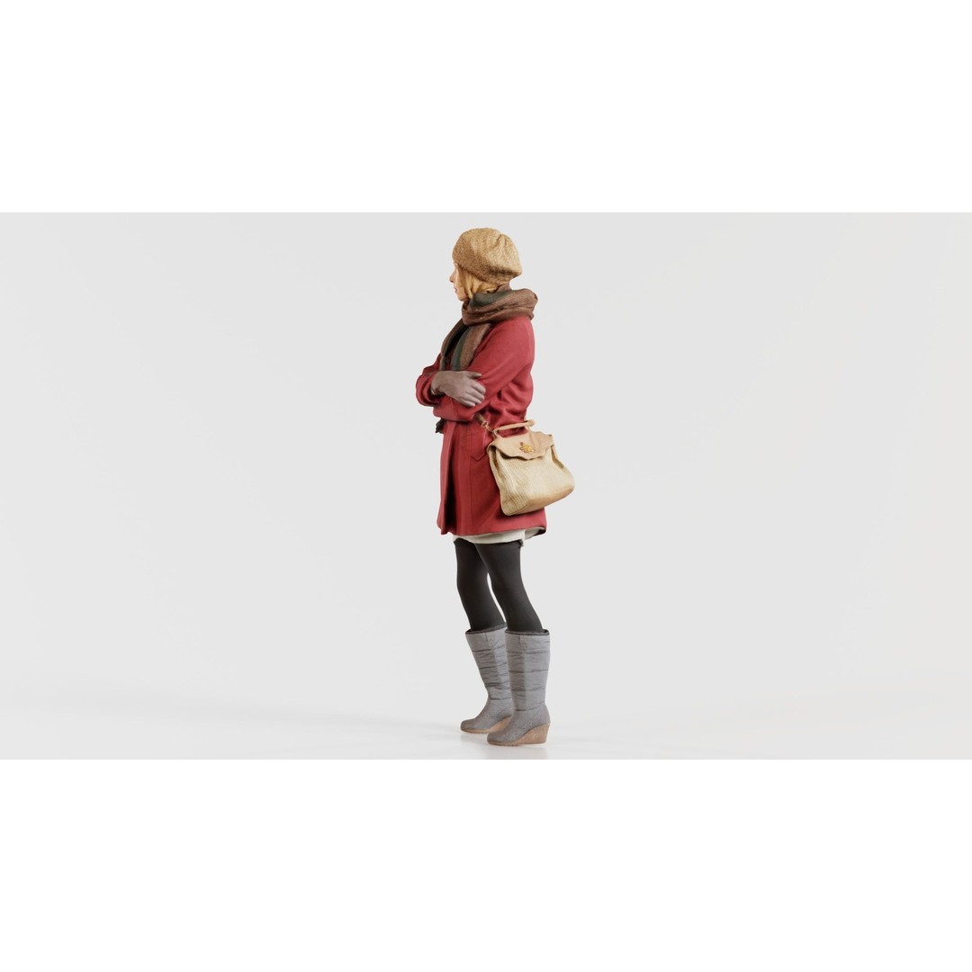 Woman 3D Model – Low Poly Character in Winter Clothes, FBX, Blender - View 6