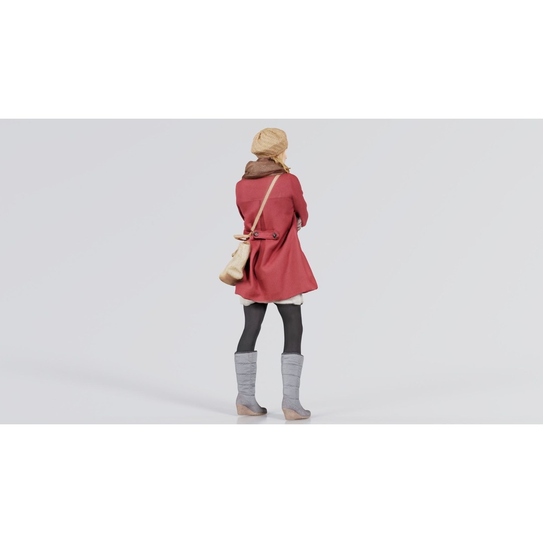 Woman 3D Model – Low Poly Character in Winter Clothes, FBX, Blender - View 7