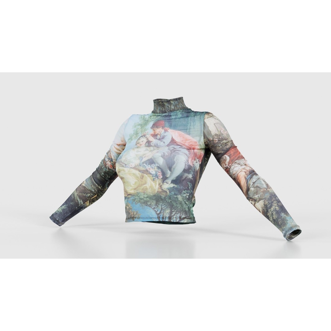 Tattoo Painting Mesh Top 3D Model – Low Poly Apparel, Game Ready, FBX
